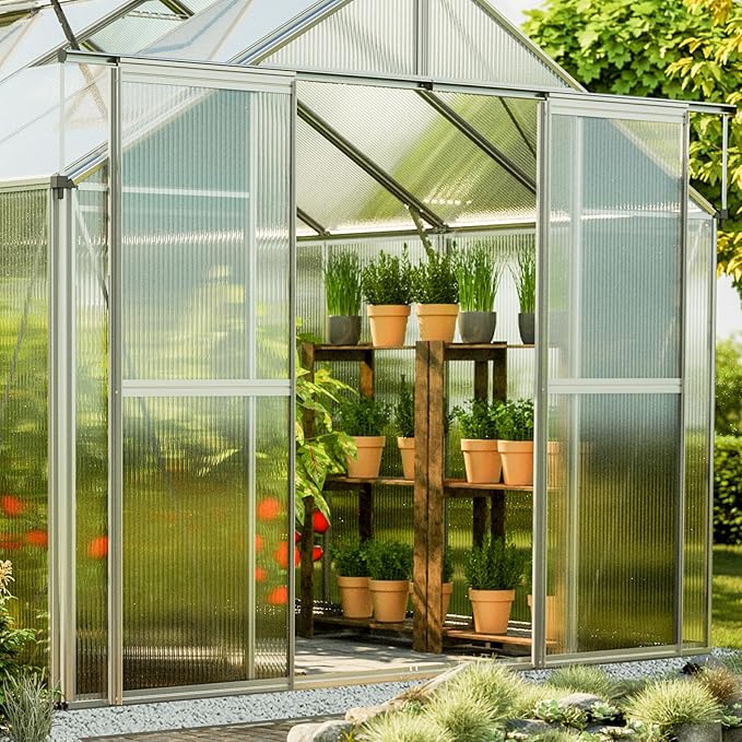 Greenhouse Topas 7 Aluminum Frame 7.4 x 14.7 ft with Approx. 8 mm Polycarbonate Panels
