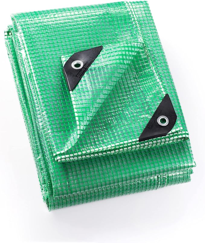 GUARD SHIELD Clear Green Tarp Heavy Duty 10x10 Feet Waterproof for Greenhouse Outdoor Garden Poly Cover UV Resistant 3x3 Weave 10mil