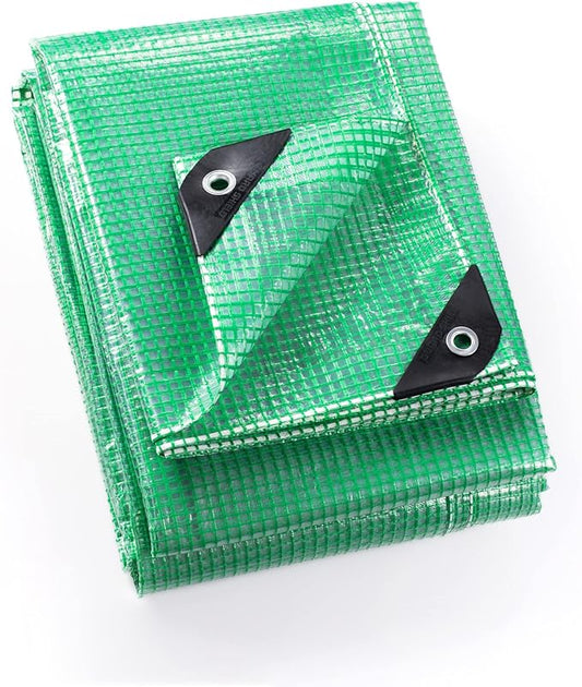 GUARD SHIELD Clear Green Tarp Heavy Duty 12x20 Feet Waterproof for Greenhouse Outdoor Garden Poly Cover UV Resistant 3x3 Weave 10mil