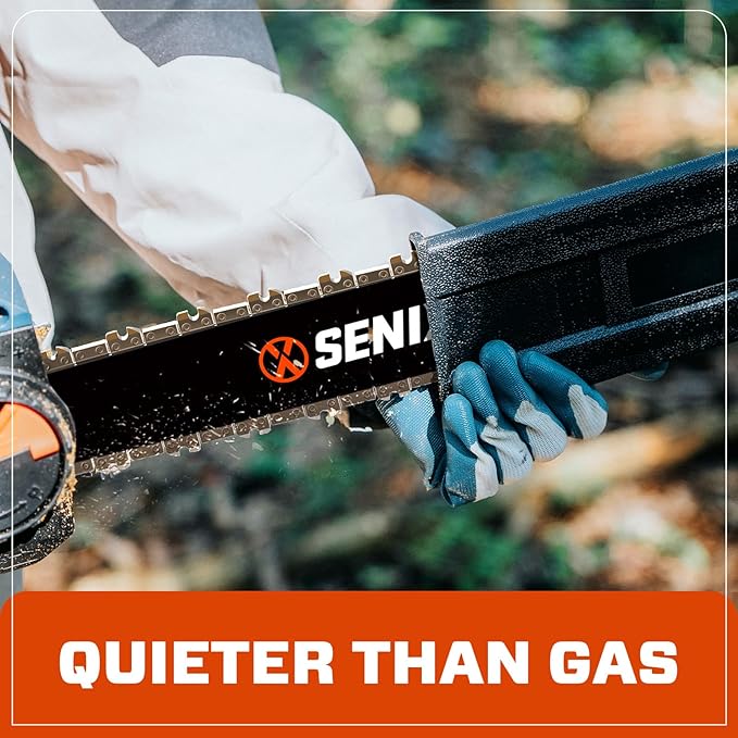 SENIX 40V 14" Electric Chainsaw, Cordless Battery Powered Chainsaw, Brushless Chain Saw, Includes 2x4Ah Batteries & Charger, Garden Tool for Trees, Pruning, Branch Cutting, Yard, Gift, CSX2-M2