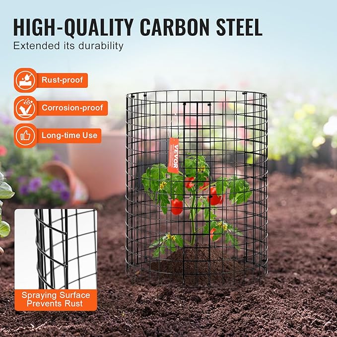 VEVOR 6 Pack Plant Protectors from Animals, 12.6'' Dia. x 14'' H Chicken Wire Plant Protector, Plant Cages for Outdoor Plants, Flowers & Vegetables, Keeps Bunny Chicken Squirrels Out, 18pcs Metal Mesh