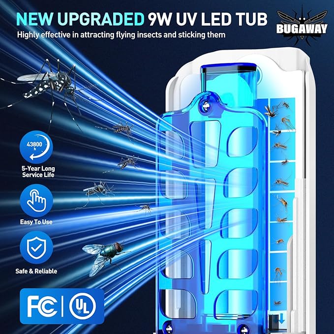 Fruit Fly Traps for Indoors, 2 Devices with 20 Refills Indoor Fly Trap for Home, Flying Insect Trap, Moth Gnat Traps for House Indoor Plug in Mosquito Bug Zapper with 9w Blue & UV Light