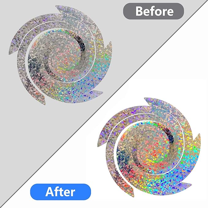 Sfcddtlg 4Pcs Bird Repellent Spiral Reflectors-15.8 Inch Hanging Reflective Bird Deterrent Device for Drive Birds Woodpeckers Pigeons Geese Away from The House Garden Swimming Pool