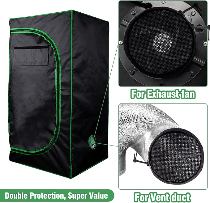 2 Pcs Grow Tents Vent Cover - 6" Dustproof Duct Filter Vent Covers with Elastic Band and Fixed Buckle for Plant Grow Tent Accessories