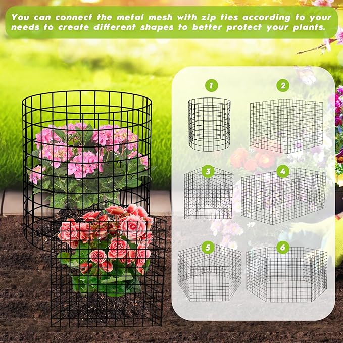 10 Pack Plant Protector from Animals, 30 PCs 12'' x 12'' Metal Mesh Wire Plant Protector for Outdoor Garden Flower Vegetable, Plant Cages to Keep Animals Out