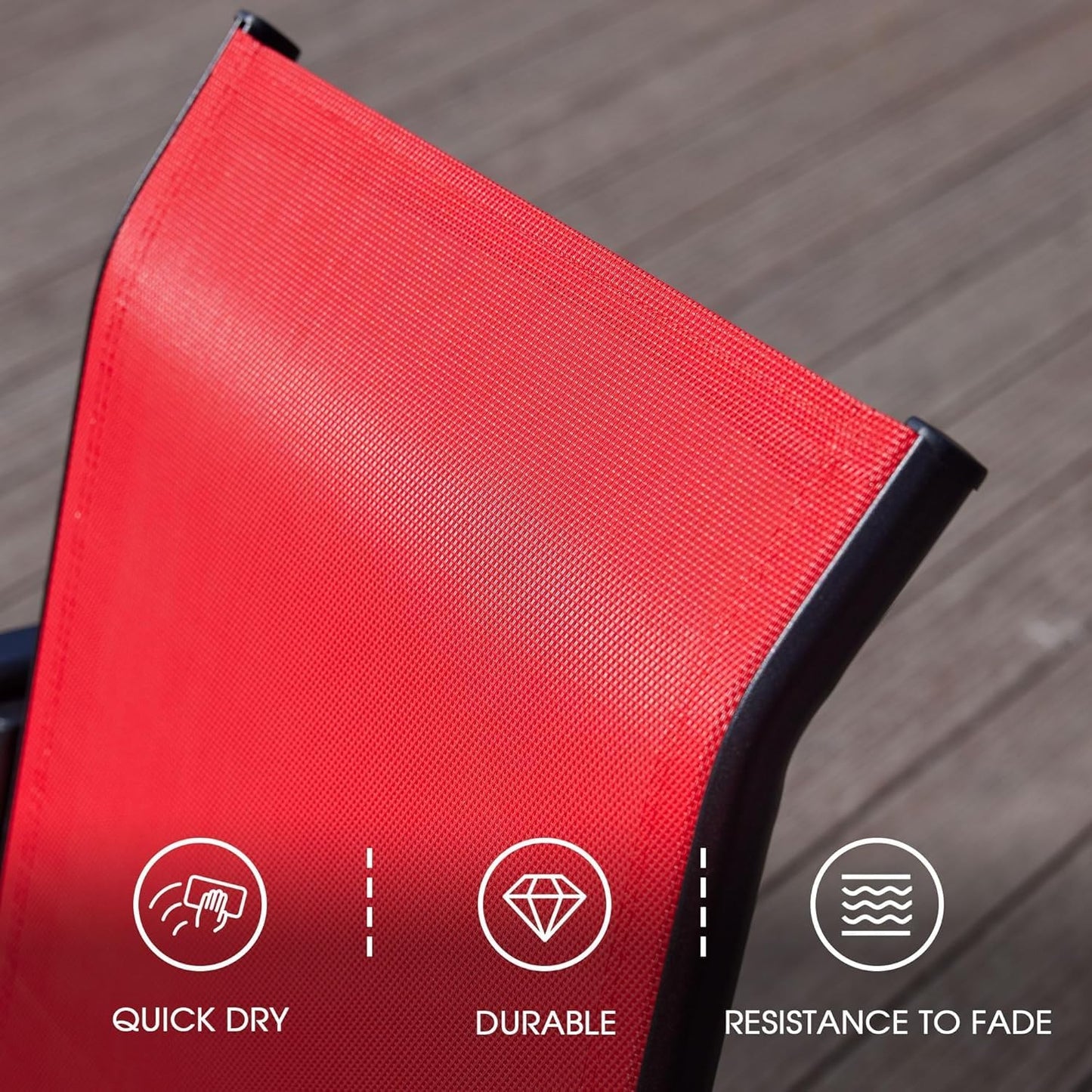 VICLLAX Patio Dining Set for 8, 9 Pieces Outdoor Furniture Set Includes 56.3" Round Patio Table and 8 Patio Stackable Chairs, Outdoor Table and Chairs for Outsides, Black Tabletop and Red Fabric