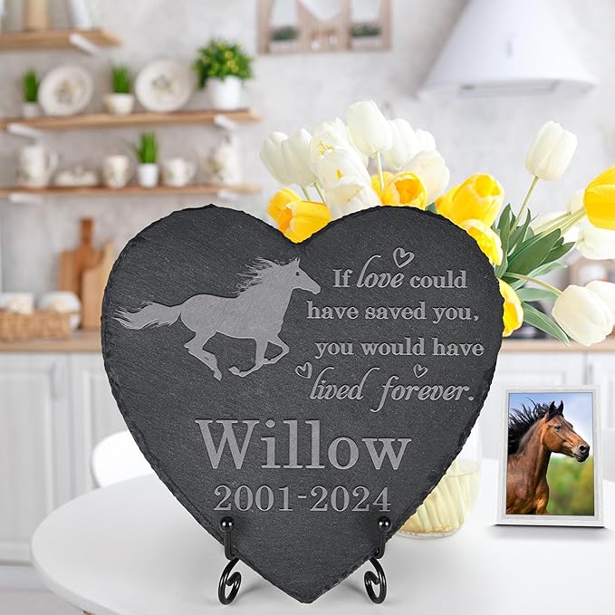 Horse Memorial Stone - Horse Memorial Gifts - Pet Loss Gift - Loss of Horse - Heart