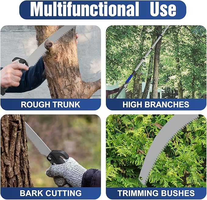 26FT Pole Saw, Telescoping Tree Trimmer with 5-20FT Extension Pole, Manual Branches Pruner for Backyard, Blue