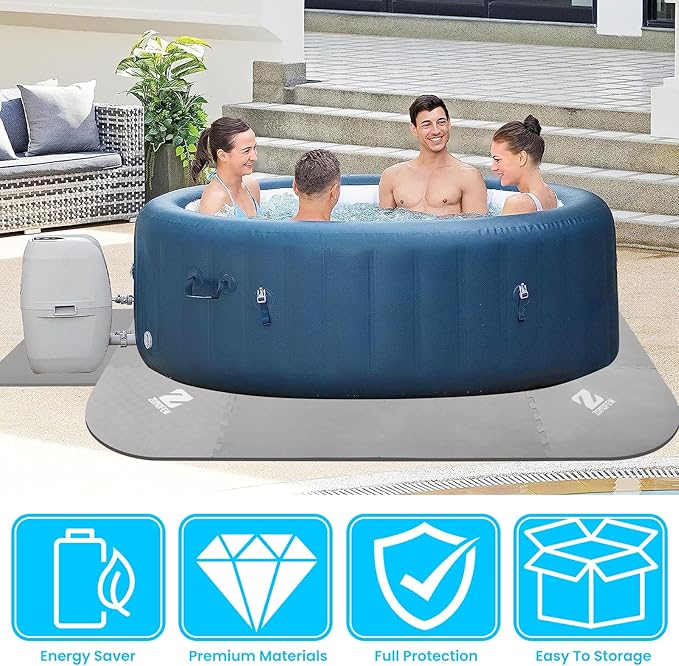 1/2" Thickness 85IN Hot Tub Mat for Inflatable Tub,Hot Tub Pad Foundation, Upgraded Thickened Eva Foam Padding for Outdoor Hot Tubs (Square-Shaped)