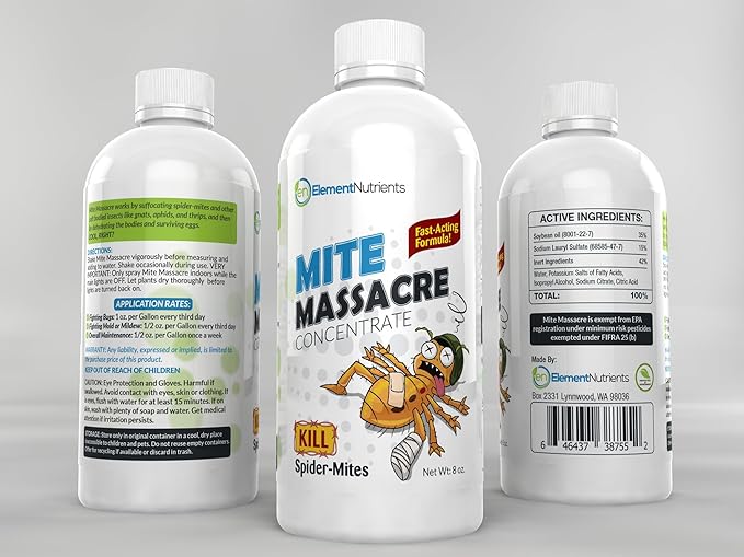 Mite Massacre 8 oz. Spider Mite Killer and Powdery Mildew Fighter - Makes 8 GALLONS of Spray