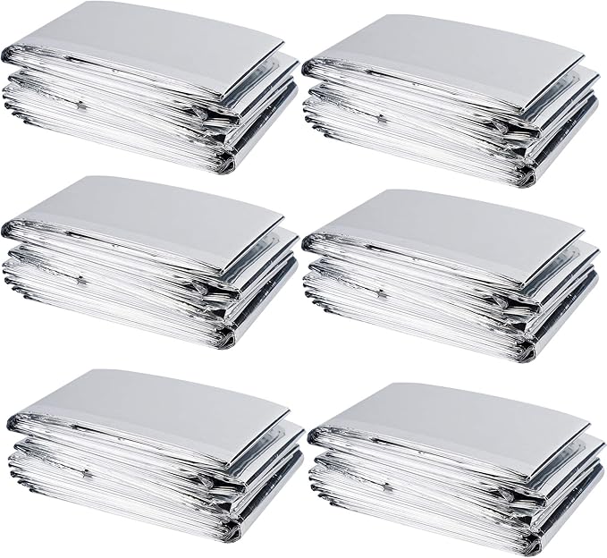 winemana 6 Pack Large High Silver Reflective Mylar Film, 83x 63 in, High Reflectivity, Keep Warm, 100% Environmentally Safe, Perfect for Plant Growth, First Aid, Marathon, Camping, Outdoor Survival