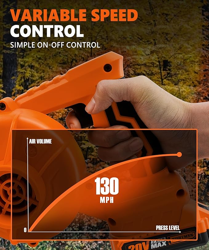 Alloyman Leaf Blower, 20V Cordless Leaf Blower, Leaf Blower Cordless with 2.0Ah Battery and Charger, Electric Leaf Blower for Yard Cleaning/Snow Blowing.