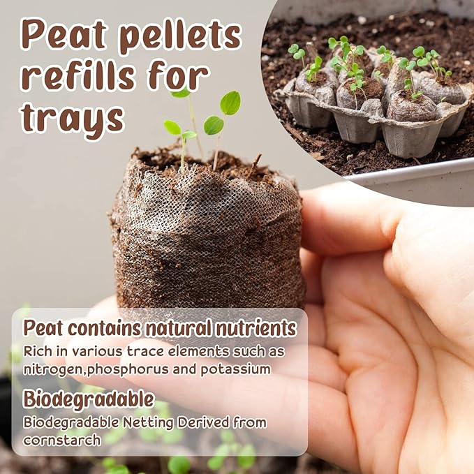 Legigo 300 Pcs 30mm Peat Pellets Starter Pods, Compressed Starting Plugs Pellet Fiber Soil Helps to Avoid Root Shock for Garden Planting Herb Flower Vegetables