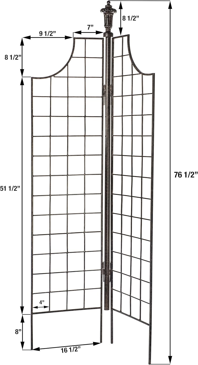 H Potter Metal Garden Screen Trellis for Climbing Plants for Privacy Garden Flowers Vines Roses Clematis