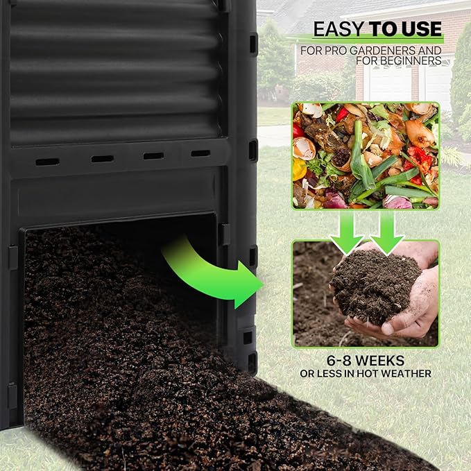 Magshion 80 Gal Garden Composer Bin from BPA Free Material, Large Compost Bin All-Season Outdoor Compost Box Easy Assembling, Lightweight, Fast Creation of Fertile Soil