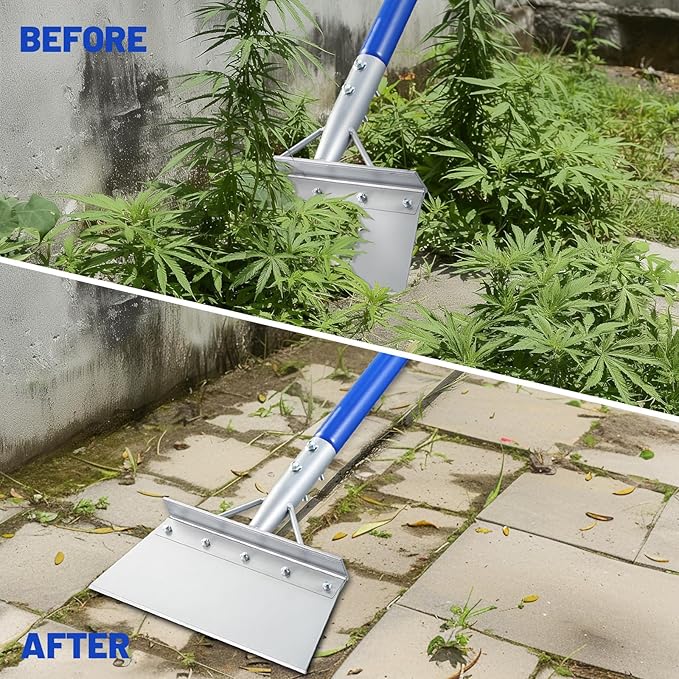 Heavy Duty Snow Shovel with 52" Adjustable Handle - Multifunctional Ice Scraper & Garden Tool, Steel Blade for Snow Removal, Driveway & Sidewalk Cleaning - Ergonomic Design (All Seasons)