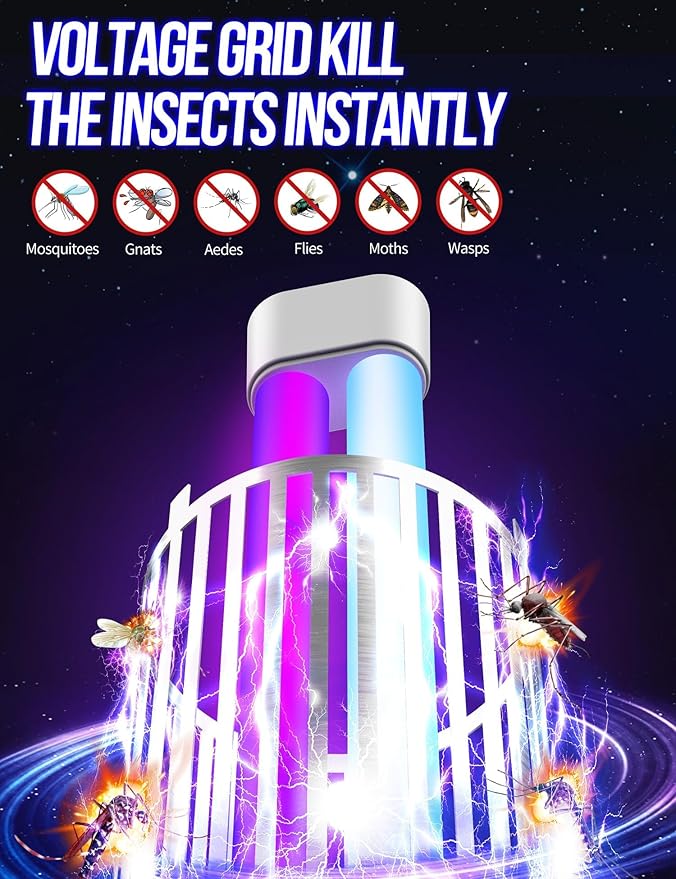 Bug Zapper Outdoor, Mosquito Zapper with LED Light, Fly Zapper Outdoor Indoor, Insect Zapper Electric Fly Traps, Plug in Mosquito Killer for Patio Yard