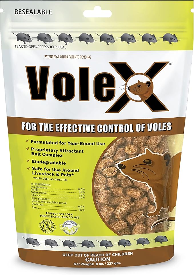VoleX - Effective Against All Species of Voles. Safe for Use Around People, Pets, Livestock, and Wildlife