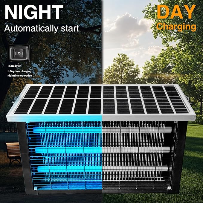 Super Large Solar Bug Zapper Outdoor for 8000 sq.ft, Portable Mosquito Zapper with High Powered, Rechargeable Electric Fly Zapper for Patio Garden Backyard RV Camping Pond Pest Control