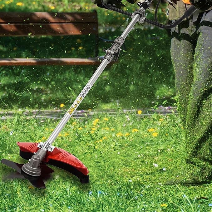 52cc 2-Stroke Gas Weed Wacker | 2-in-1 Cordless Gas Lawn Mower | 2.2KW/8500RPM String Trimmer | for Villa Garden Community Lawn Park Red
