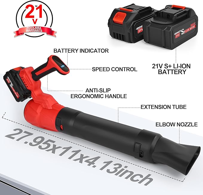 Leaf Blower Cordless - 540CFM 150MPH Electric Leaf Blower with 2 x 4.0Ah Batteries & Fast Charger, 5 Speed Levels, LCD Display, 21V Powered Handheld Blower for Lawn, Yard, Leaves, Dust, and Snow