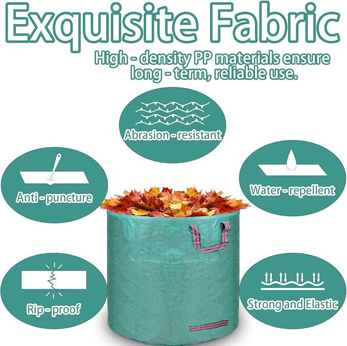 Reusable yard waste bags. 72-gallon large leaf bags(3-pack) Heavy-duty yard garden bag. Leaf bags with 4 handles that can stand upright. Great for collecting leaves and grass clippings