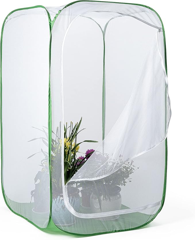 48" Outdoor Mesh Plant Enclosure, Mesh Plant Cover for Pests, Bird and Pest Protection Guard for Fruit, Vegetables, Flowers and Herbs Pop-Up Cage 28 x 28 x 48 Inches