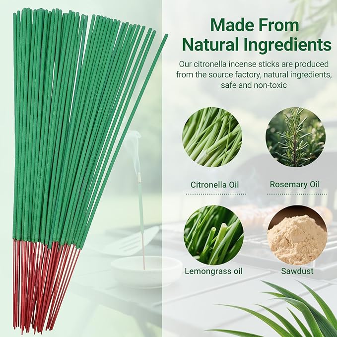 Citronella Incense Sticks with Natural Ingredients Citronella Oil Lemongrass and Rosemary Oil Help You Better Enjoy Outdoor Life (60 Sticks)
