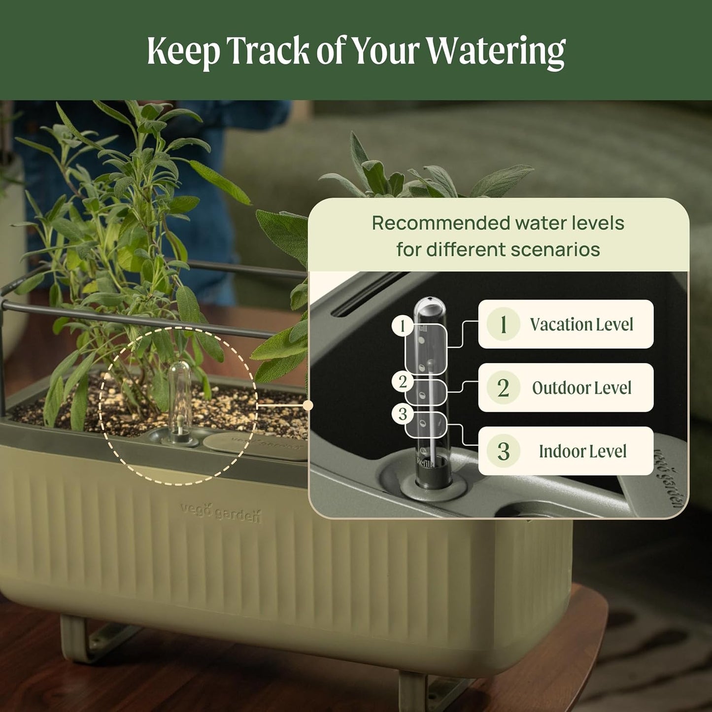 Vego Garden Herb Indoor Plant Box, Self Watering Planters Pots for Indoor Plants with Trellis for Kitchen Window Sill or Countertop Plants Cage - Fog Gray