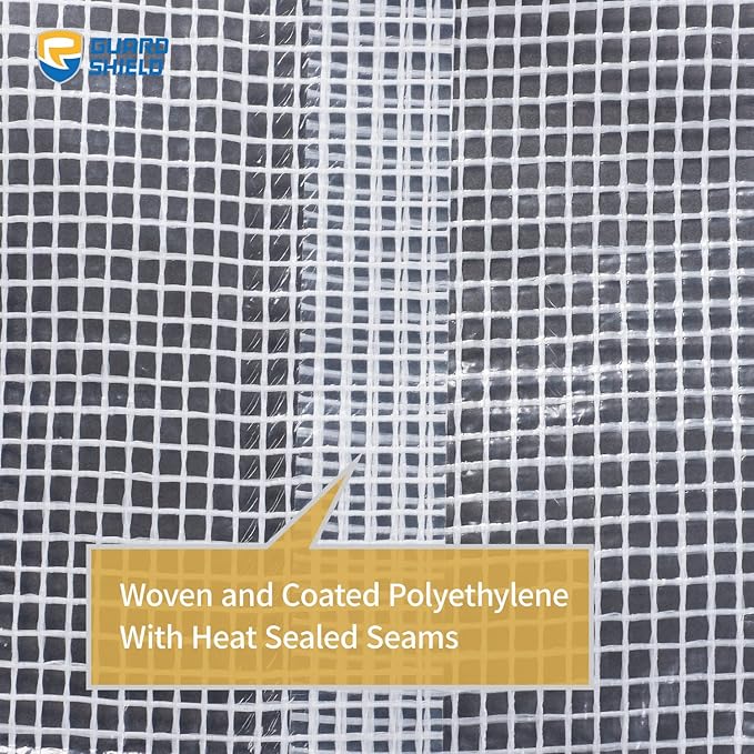 GUARD SHIELD Clear White Tarp Heavy Duty 16x16 Feet Waterproof for Greenhouse Outdoor Garden Poly Cover UV Resistant 3x3 Weave 10mil (2-Pack)