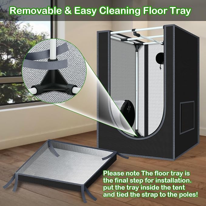 2x2 Grow Tent 24"x24"x36" Grow Tents 600D Mylar Hydroponic Indoor Plants Growing Tent with Floor Tray Grow Room