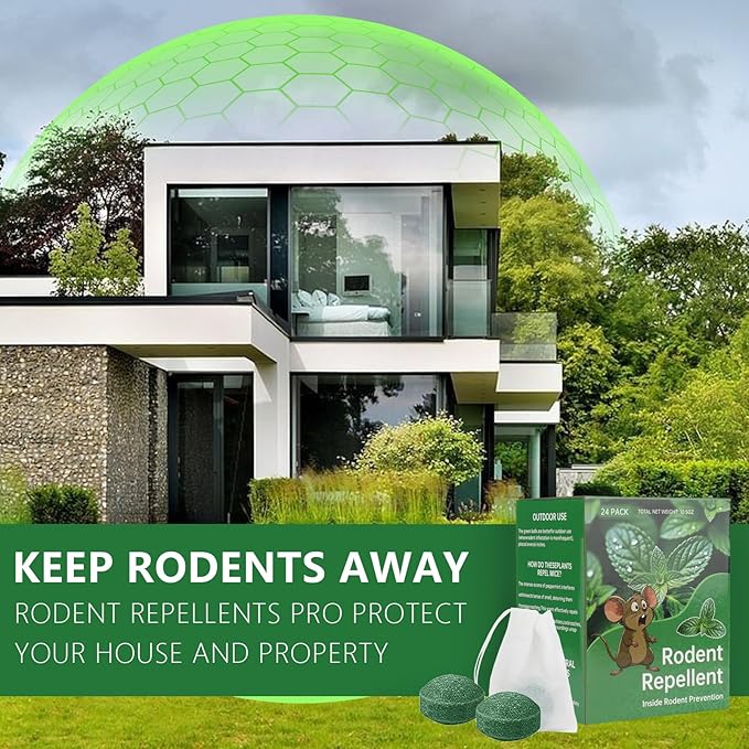 Mouse Rodent Repellent, 48 Pack Peppermint Lemon Oil Mice Repellent for Squirrel Rats Spider Pests, Natural Deterrent for Kitchen, Warehouse, Car, Cat, Indoor, Outdoor Safe for Pets & Family