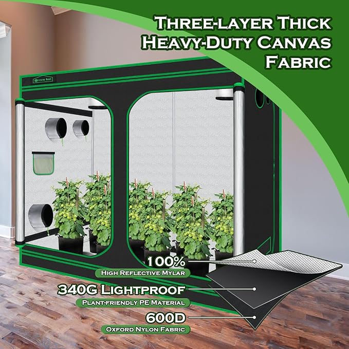 Grow Tent 96"x48"x78" 600D Mylar Hydroponic Indoor Grow Tent with Observation Window, Removable Floor Tray and Tool Bag for Indoor Plant Growing 8x4