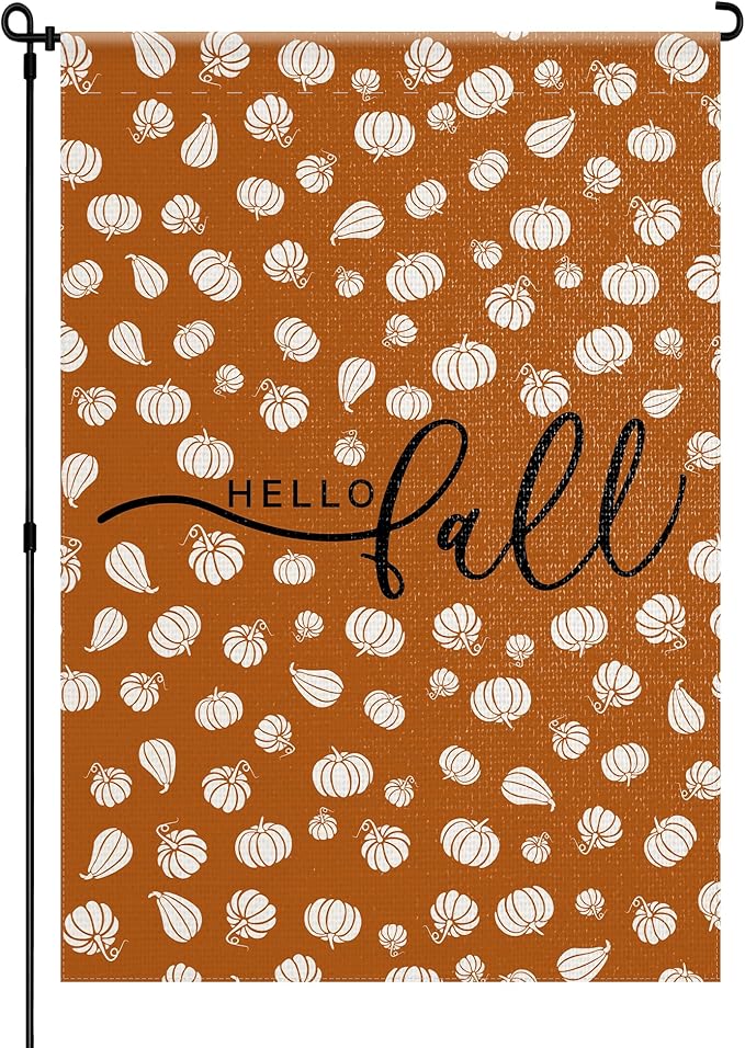 Fall Garden Yard Flag 12 x 18 Inch Outside Double Sided Burlap Pumpkin Welcome Flag Farmhouse Holiday Patio Lawn House Outdoor Decorations