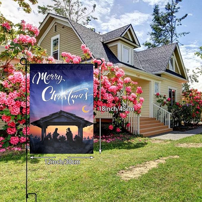 Christmas Nativity Scene Characters Black Silhouette Desert Night Comet Star Garden Flag Welcome Party Outdoor Outside Decorations Picks Home House Garden Yard Decor 12x18 Inch