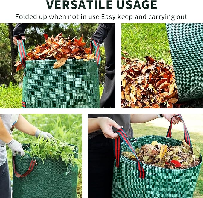 3 PackYard Waste Bags 72 Gallon Lawn and Leaf Bags, Reusable Heavy Duty Garden Bags for Collecting Leaves, Waste Container for Clean Up Outdoor Debris Leaves Grass Clippings