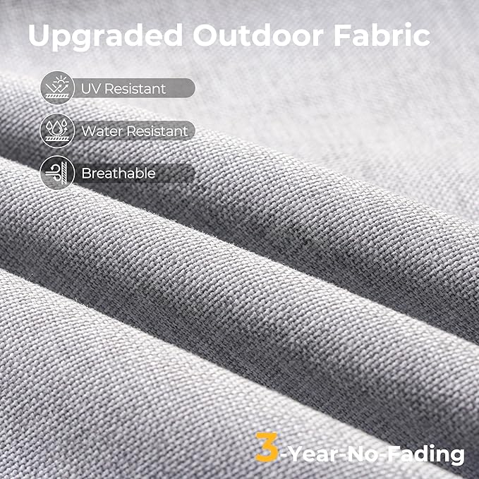 HOOOWOOO Patio Sectional Furniture Set,3 Piece Couch Set with 2 Matching Corner Chairs and 1 Table(Light Grey)