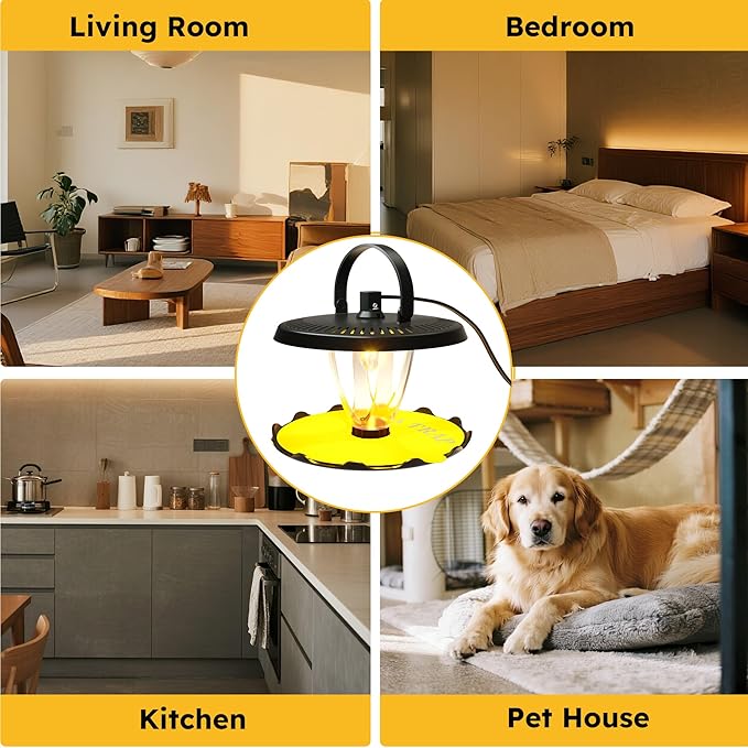 Flea Trap for Inside Your Home Indoor Electric Flea Light Catcher and Kiler for House 2 Pack with 8 Sticky Pads Refills and 4 Replacement Lightbulb