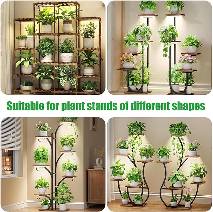 13 Inches Plant Growing lamp Strips, Full Spectrum LED 3500K Grow Light for Indoor Plants with 3/9/12H Timer and 10 Dimmable Levels for Green House Hydroponics Succulent and Shelf，4 Head 2 Pack