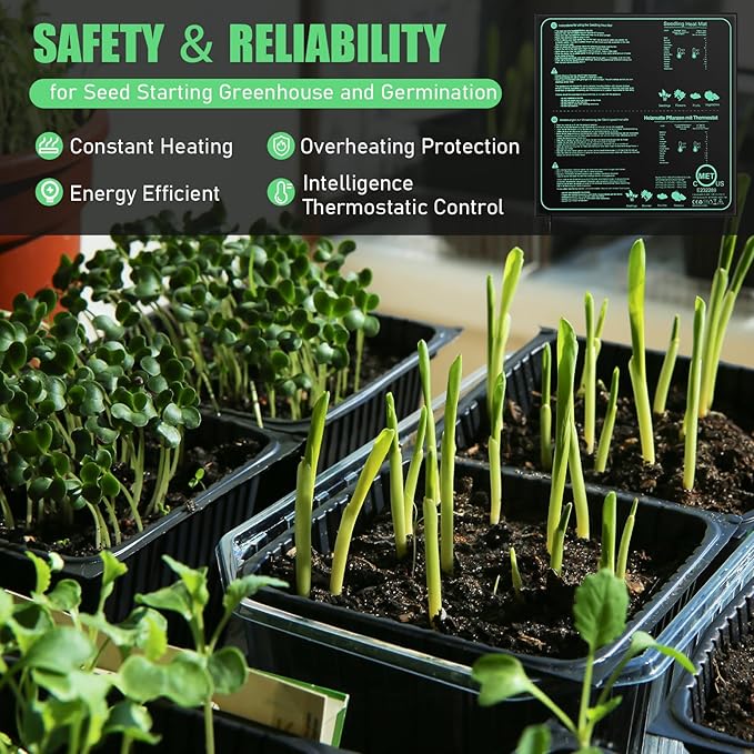 ROCEEI 2 Pack Seedling Heat Mat with Digital Thermostat Controller 20 x 20.75 Inch Waterproof Plant Seedling Heat Mat for Germination, Hydroponics, Brewing, Breeding, Indoor Gardening and Greenhouse