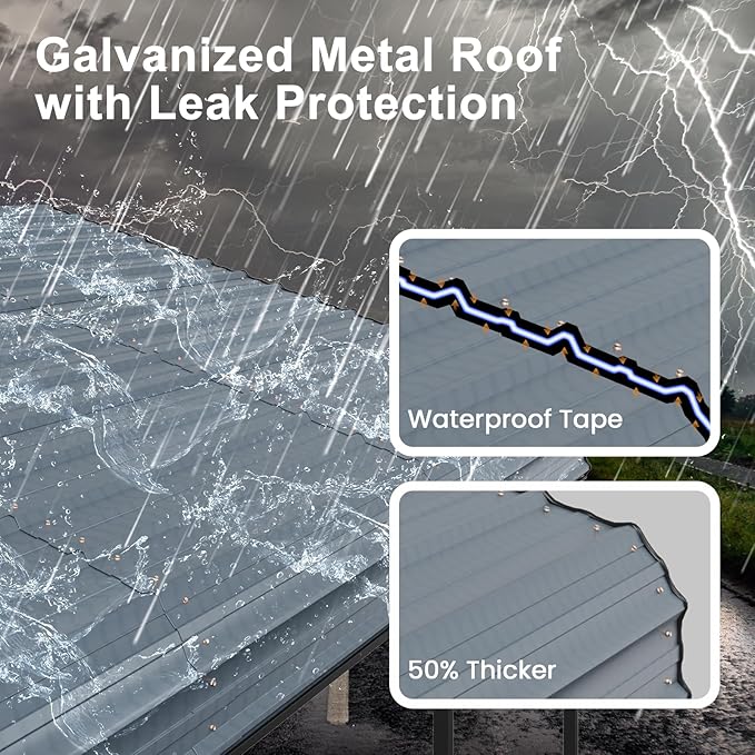 YOLENY Carport 20x30 FT, Heavy Duty Car Port for Garage, Car Shelter with Galvanized Metal Roof and Frame, Easy to Install Outdoor Car Canopy, Expanding Garage Space for Pickup, 2 Cars,Tractors, Gray