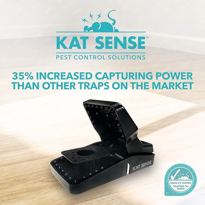 Kat Sense Rat Traps That Work Indoor & Outdoor for Instant Kill Results, Set of 8 Large Reusable Snap Traps for Mice Chipmunks 'N Squirrels