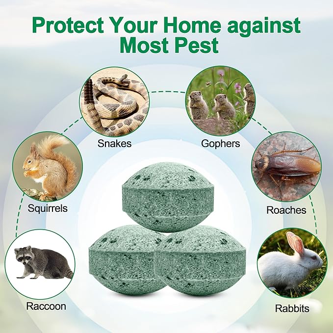 24 Pack Skunk Repellent for Outdoor - Raccoon Repellent Outdoor, Keep Skunks Raccoons Squirrels Away from Garden,Yard, Farm, Rodent Deterrent, Natural Ingredients Family & Pet Safe