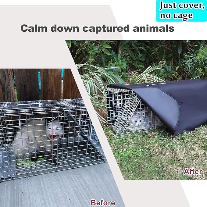 Live Animal Trap Cage Cover, Cat Trap for Stray Cats 32 Inch Folding Skunk Trap with Real Door for Raccoons, Opossums, Groundhogs, Skunks, Feral Cats, Squirrels (Only Cover)