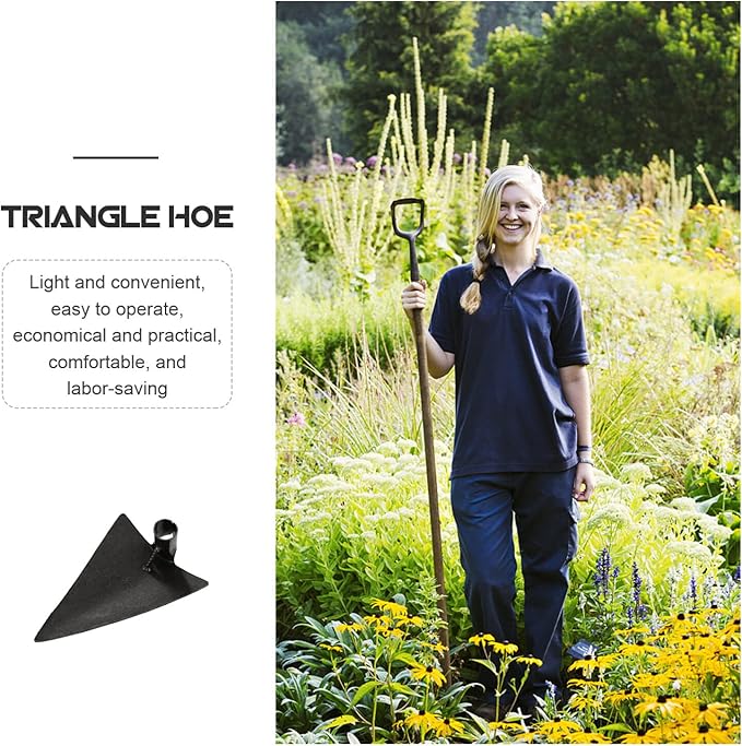 DOITOOL Triangle Hoe Steel Garden Digging Hoe for Weeding Planting Digging Soil, Gardening Hoe Hand Held Digging Hoe Garden Tool, 27X20cm (Silver Gray)