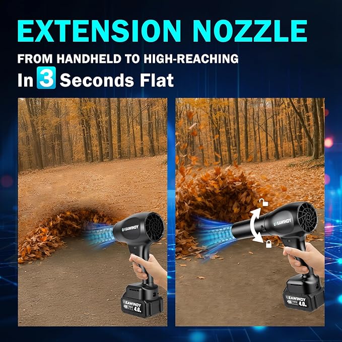 Cordless Leaf Blowers with 2 X 4.0Ah Batteries and Charger, 800000RPM Handheld Leaf Blower & 6 Speed Mode, Lightweight Mini Turbo Jet Blower, Rechargeable Leaf Blower for Lawn Care, Patio, Car, Drying