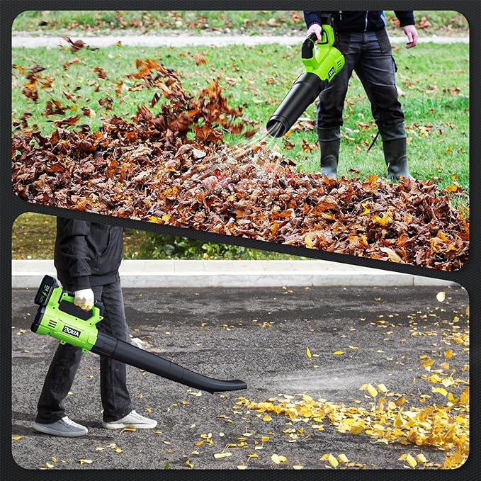 Aokia Leaf Blower, 21V Electric Cordless with Battery and Charger - 6 Speed Mode Handheld Powered Air Blower - Lightweight Leaf for Lawn Care, Patio Cleaning, Blowing Leaves and Dust