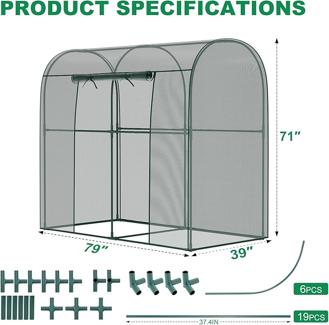 Crop Cages for Garden Plant, 6.6x3.3x6 Ft Plant Protection Tent with Zippered Door, Raised Bed Cover, Garden Bed Cover with Frame, Wind-Resistant Plant Cages for Outdoor Plants Vegetable Flower
