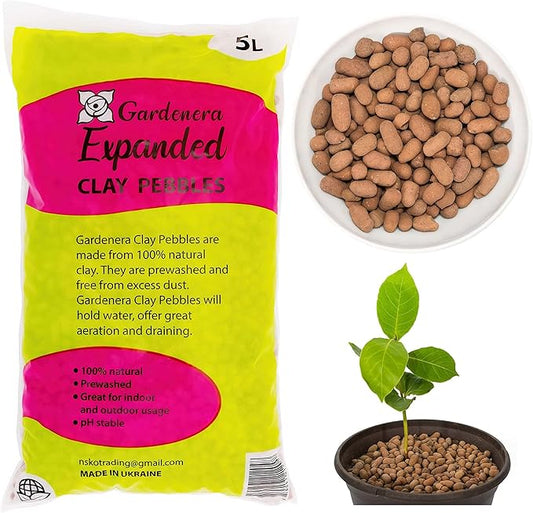 Expanded Clay Pebbles for Plants – 4mm-16mm LECA Balls | 100% Natural Hydroton Clay for Drainage, Hydroponics, Aquaponics, Terrariums, Orchids & Indoor Plant Growing Medium - 5 Quarts