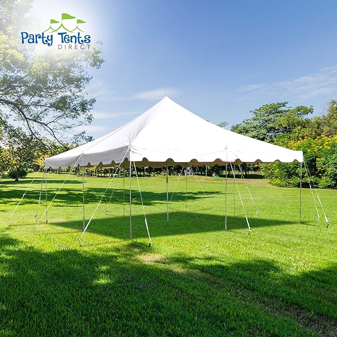 Party Tents Direct 20' x 20' Weekender Canopy Tent with Sidewalls, Easy Up Party Tent for Backyard, Outdoor Tents for Parties, Weddings, Graduations, Banquets, Events, Heavy Duty, PVC White Top